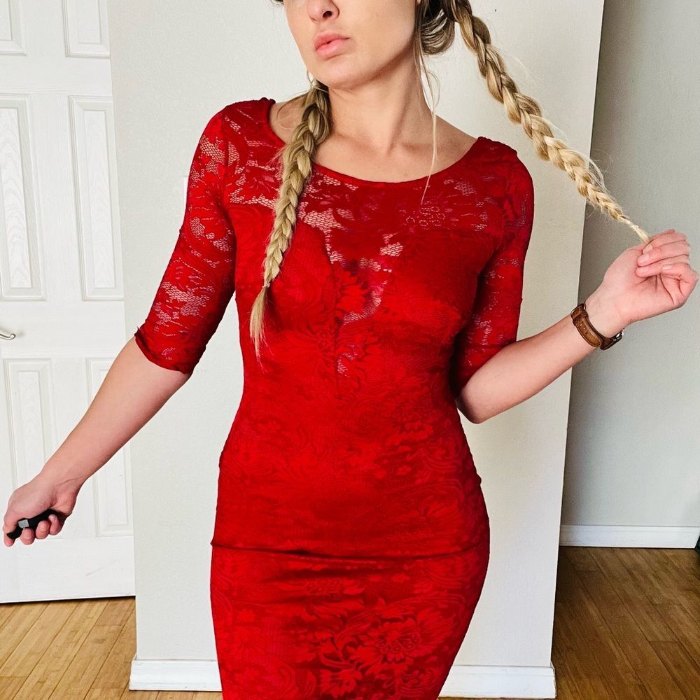 Nordstrom Lace dress knee length - cameo - Picture 2 of 8